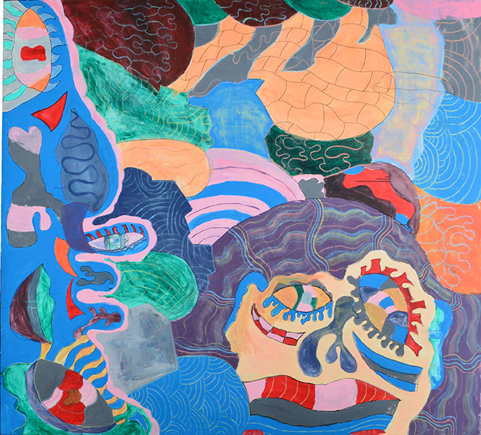 Tên_ Mắt mũi miệng Kích thước_ 180x200 Chất liệu_ acrylic trên canvas