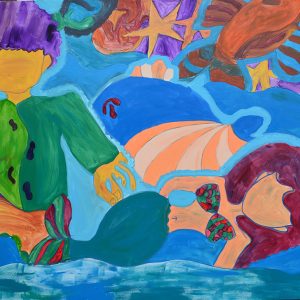 Tên_ Mermaid_nàng tiên cá kích thước_100x120 chất liệu_ acrylic trên canvas