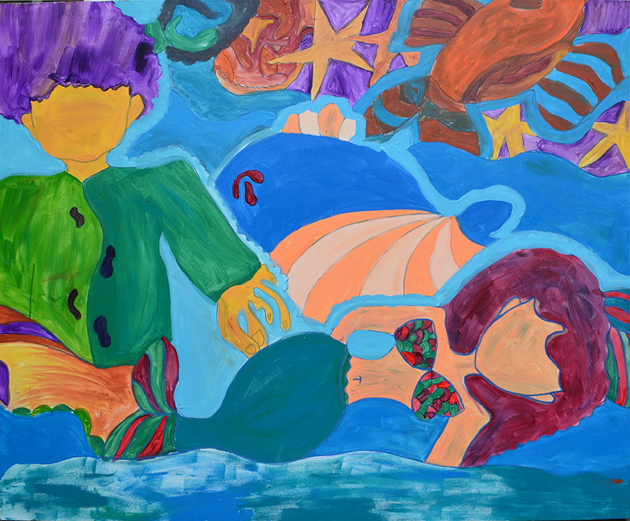 Tên_ Mermaid_nàng tiên cá kích thước_100x120 chất liệu_ acrylic trên canvas