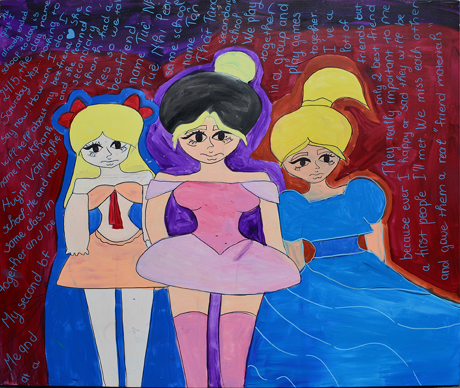 Tên_ girls_ những cô gái kích thước 100x120 chất liệu_ acrylic trên canvas